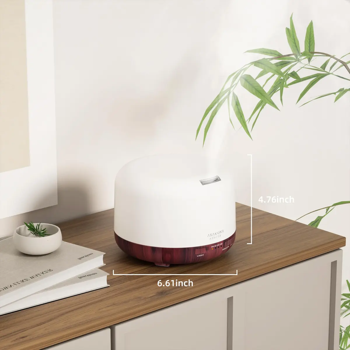 ASAKUKI Essential Oil Diffuser for Home, 500ML Aromatherapy Humidifier with Remote Control & 7 Color LED Lights | 168.9ml (5.74 Fl Oz) Coverage - view 7