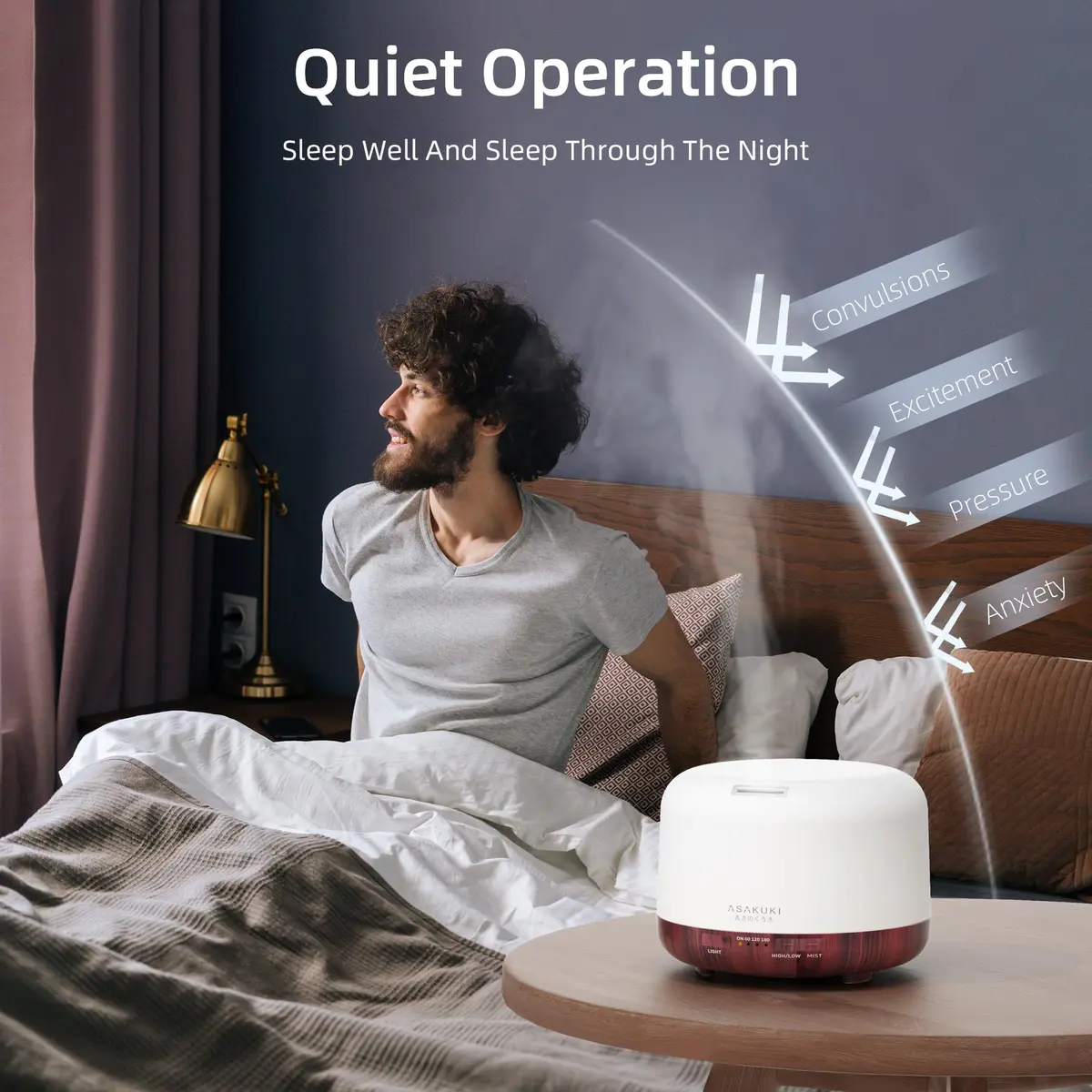 ASAKUKI Essential Oil Diffuser for Home, 500ML Aromatherapy Humidifier with Remote Control & 7 Color LED Lights | 168.9ml (5.74 Fl Oz) Coverage - view 4