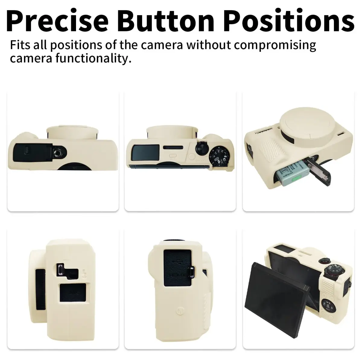 Easy Hood Silicone Camera Case for Canon G7X Mark III (Beige) | Enhanced Grip & Shock Absorption - view 7