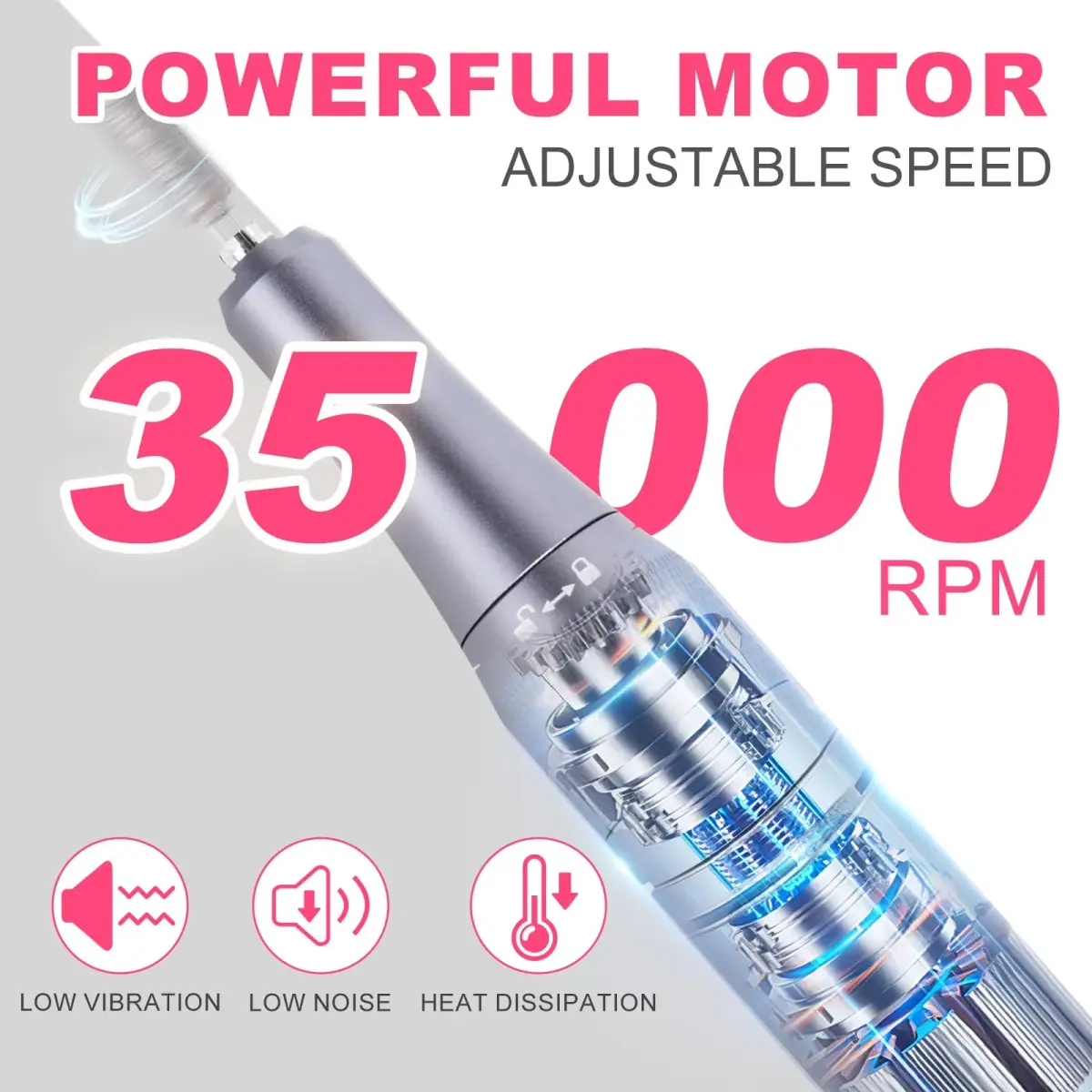 MEKK Cordless Nail Drill Kit 35000RPM with LCD Display & 12 Bits | Professional Electric Nail File for Home & Salon - view 2