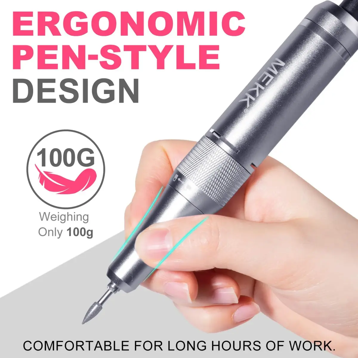 MEKK Cordless Nail Drill Kit 35000RPM with LCD Display & 12 Bits | Professional Electric Nail File for Home & Salon - view 7