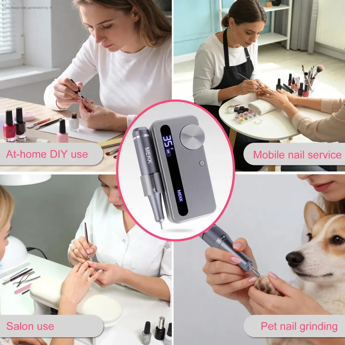 MEKK Cordless Nail Drill Kit 35000RPM with LCD Display & 12 Bits | Professional Electric Nail File for Home & Salon - view 8