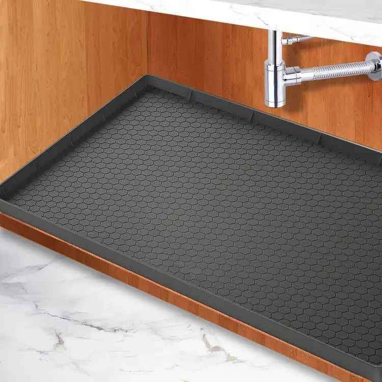 Sazteay Under Kitchen Sink Mat 25" x 19" | Waterproof Silicone Protector for Kitchen & Bathroom Cabinets - main product image
