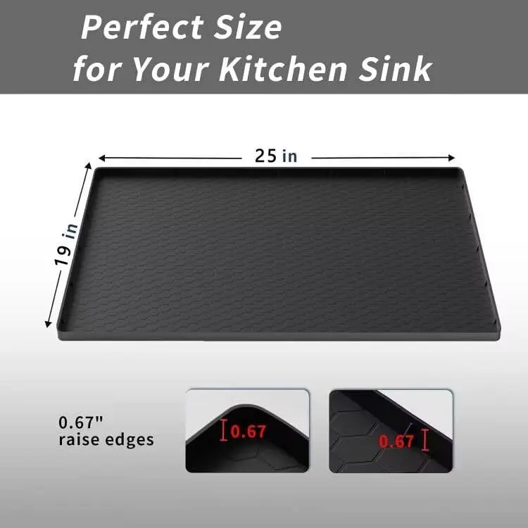 Sazteay Under Kitchen Sink Mat 25" x 19" | Waterproof Silicone Protector for Kitchen & Bathroom Cabinets - view 4