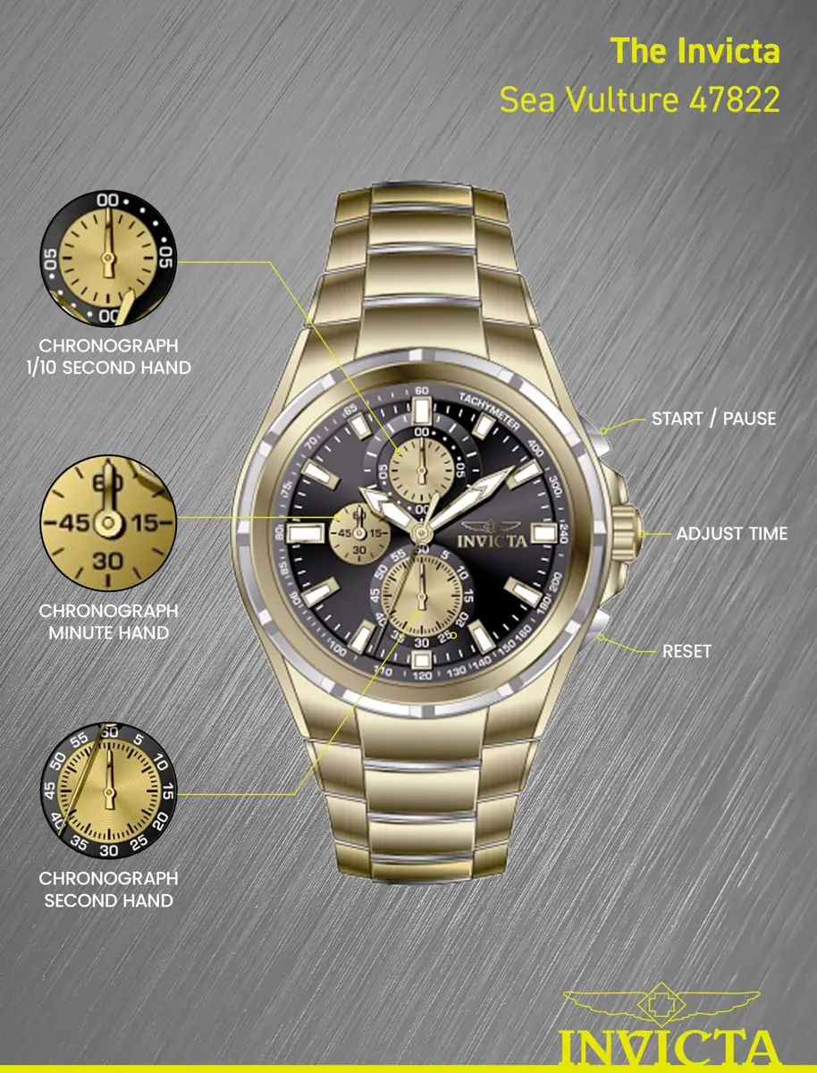 Invicta Aviator Men 50mm Quartz Gold Watch | Modern Style & 5ATM Water Resistance - view 4