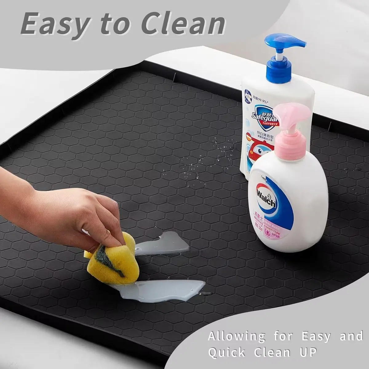 Sazteay Under Kitchen Sink Mat 28" x 19" Waterproof Silicone Protector for Kitchen & Bathroom Cabinets - view 8
