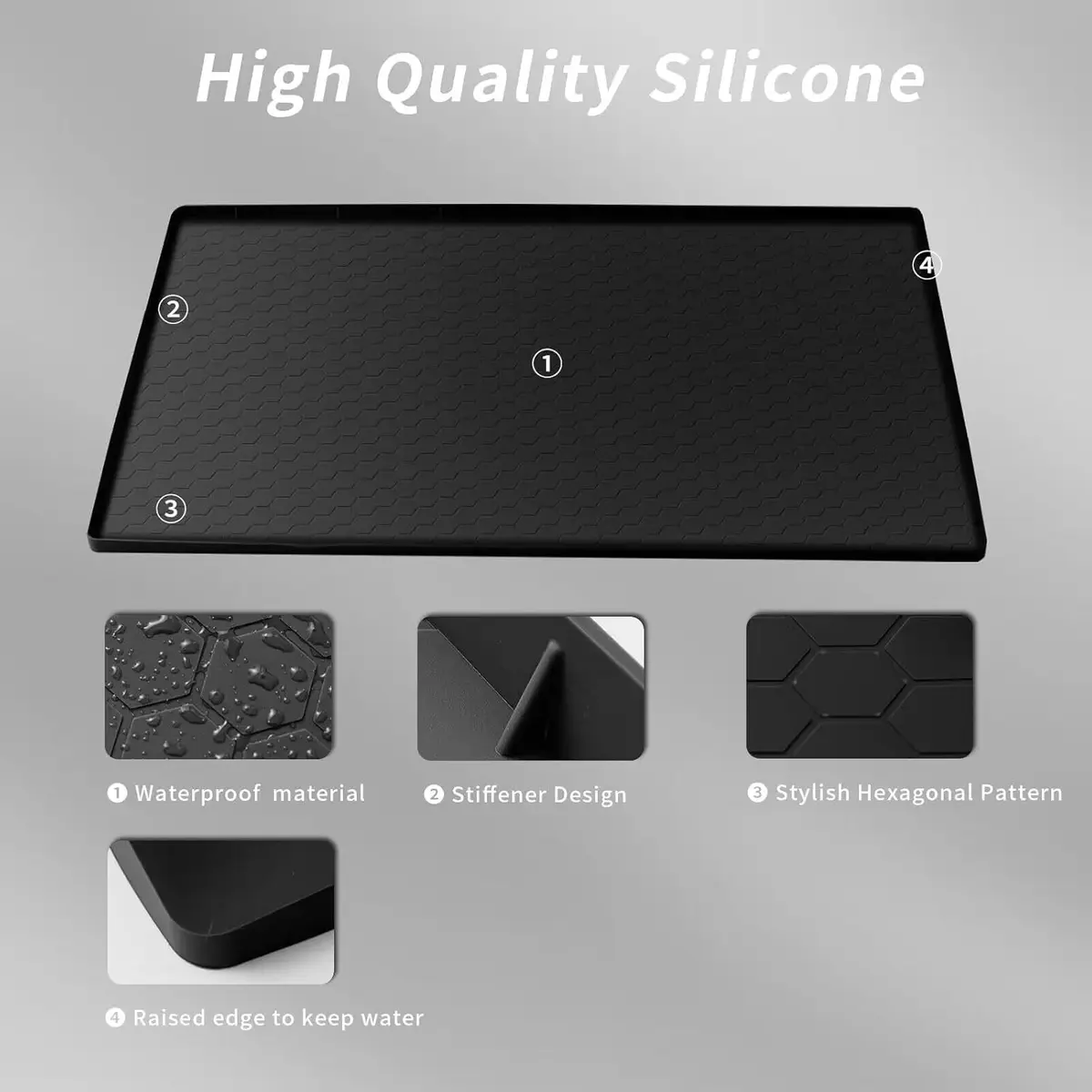 Sazteay Under Kitchen Sink Mat 28" x 19" Waterproof Silicone Protector for Kitchen & Bathroom Cabinets - view 6