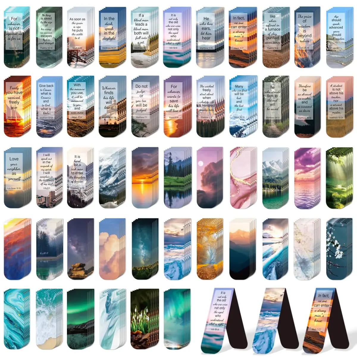 Diteryy Magnetic Bookmarks 100-Pack | Inspirational Bible & Scenery Designs, 12.4cm (4.7in) - main product image
