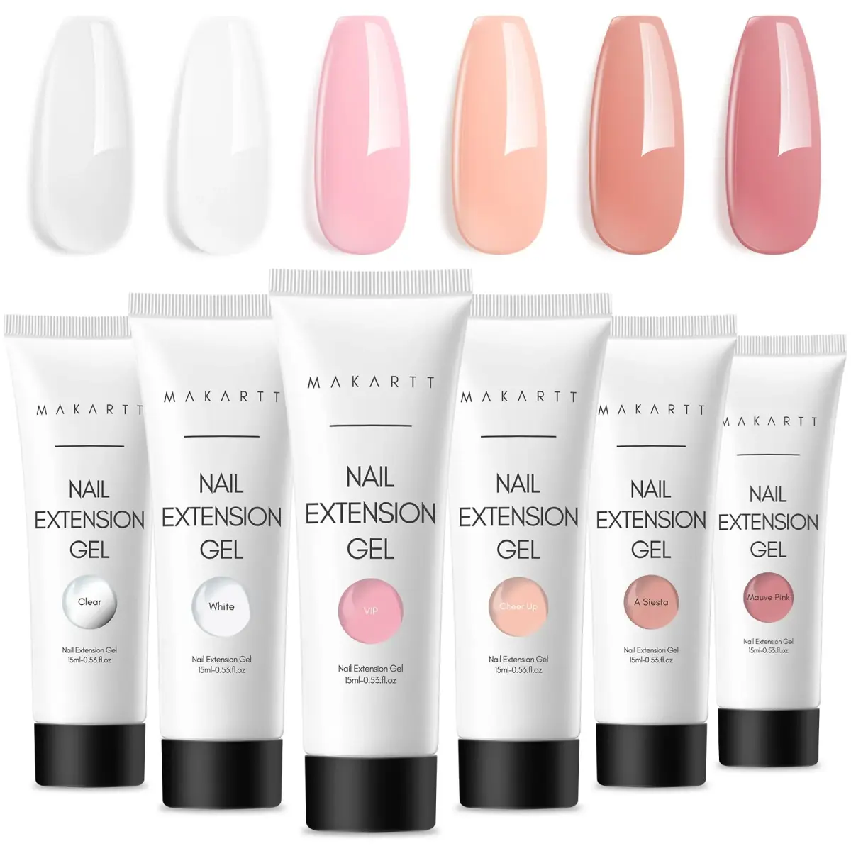 Makartt Poly Nail Gel Kit 6 Neutral Colors 15ml (0.5 Fl Oz) | Hema-Free Builder Gel for Extension Nails - main product image