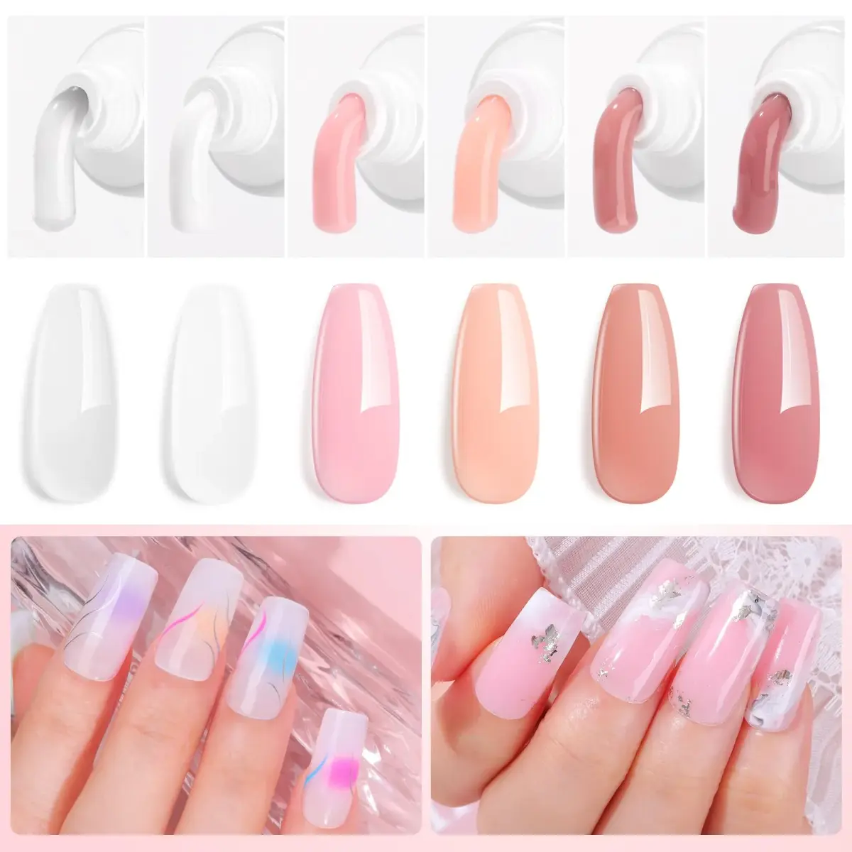 Makartt Poly Nail Gel Kit 6 Neutral Colors 15ml (0.5 Fl Oz) | Hema-Free Builder Gel for Extension Nails - view 2