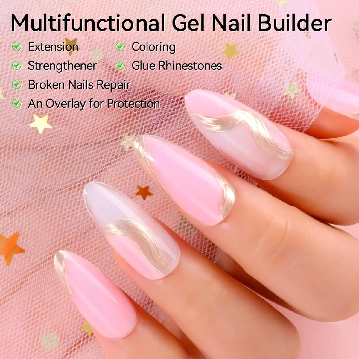 Makartt Poly Nail Gel Set: 6 Colors, Clear Pink White Rose Pink | French Style, Solid Pattern, Glossy Finish - view 2