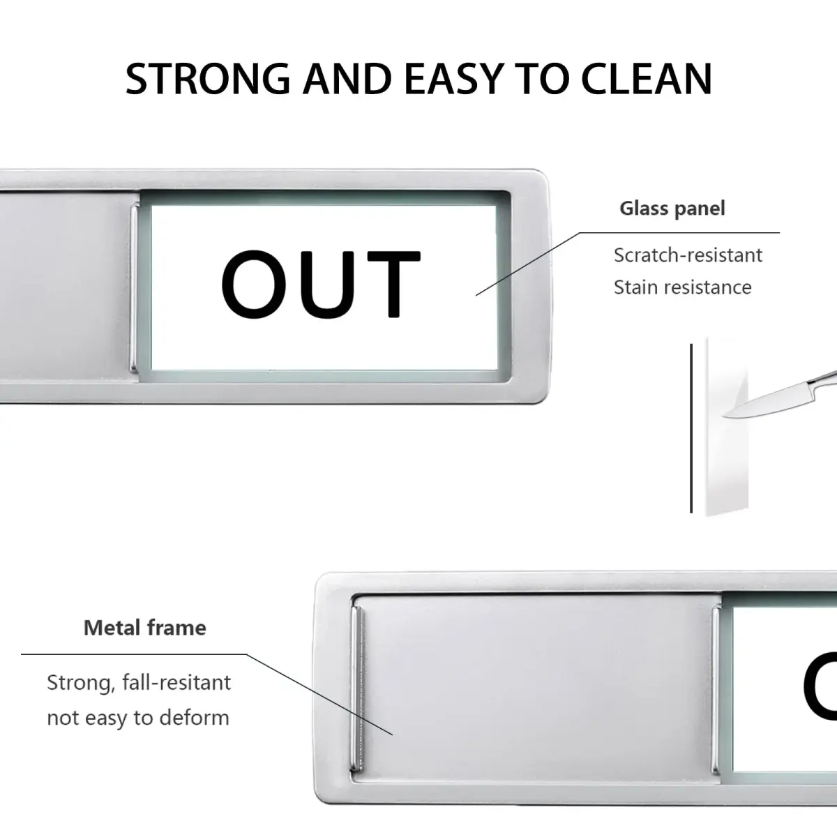 LoYinLo "In or Out" Slider Sign - Grey & White, 18cm x 5cm - view 3