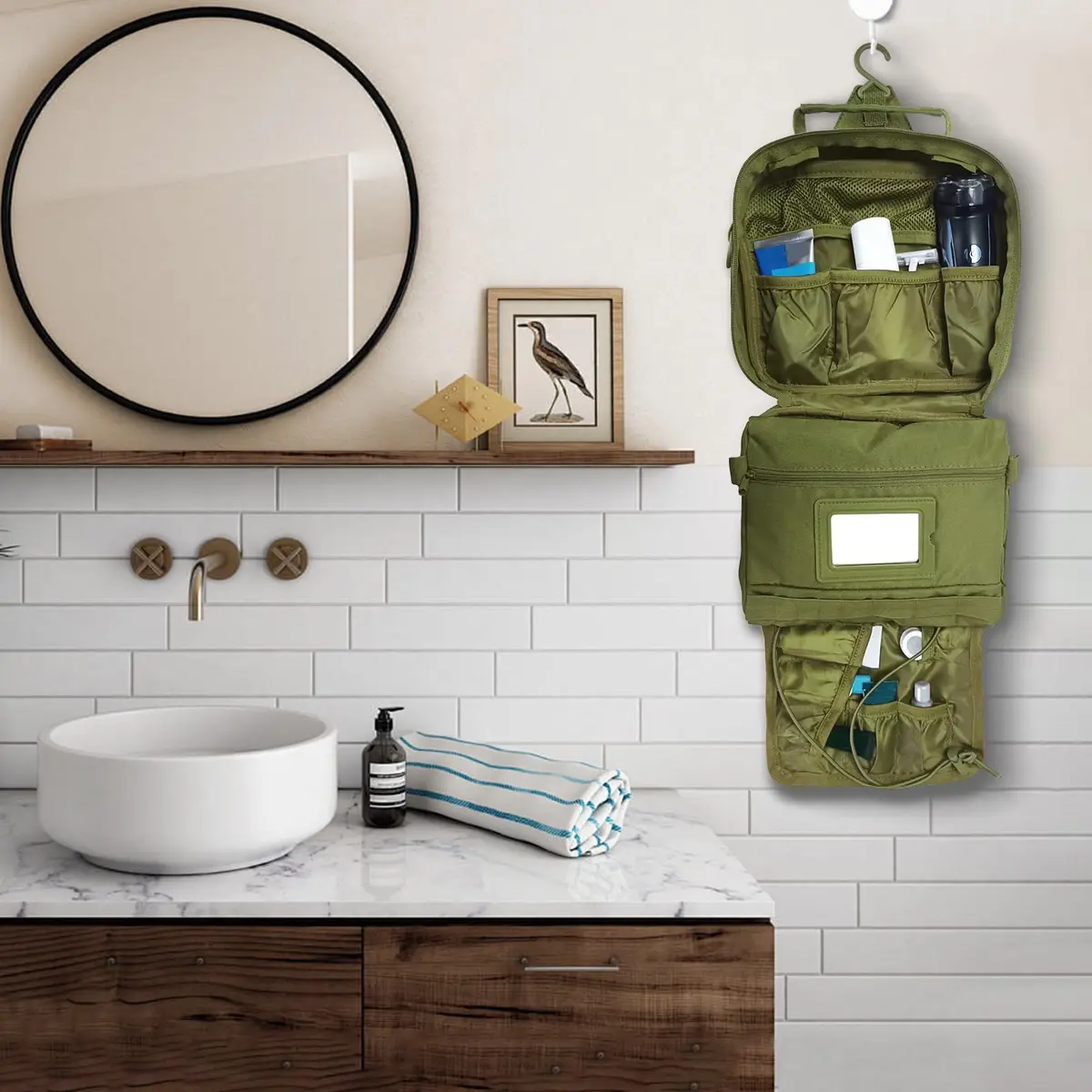 SMONT Toiletry Bag for Men 9.5x7.9x2.7 Inch | Water-Resistant Travel Organizer - view 5