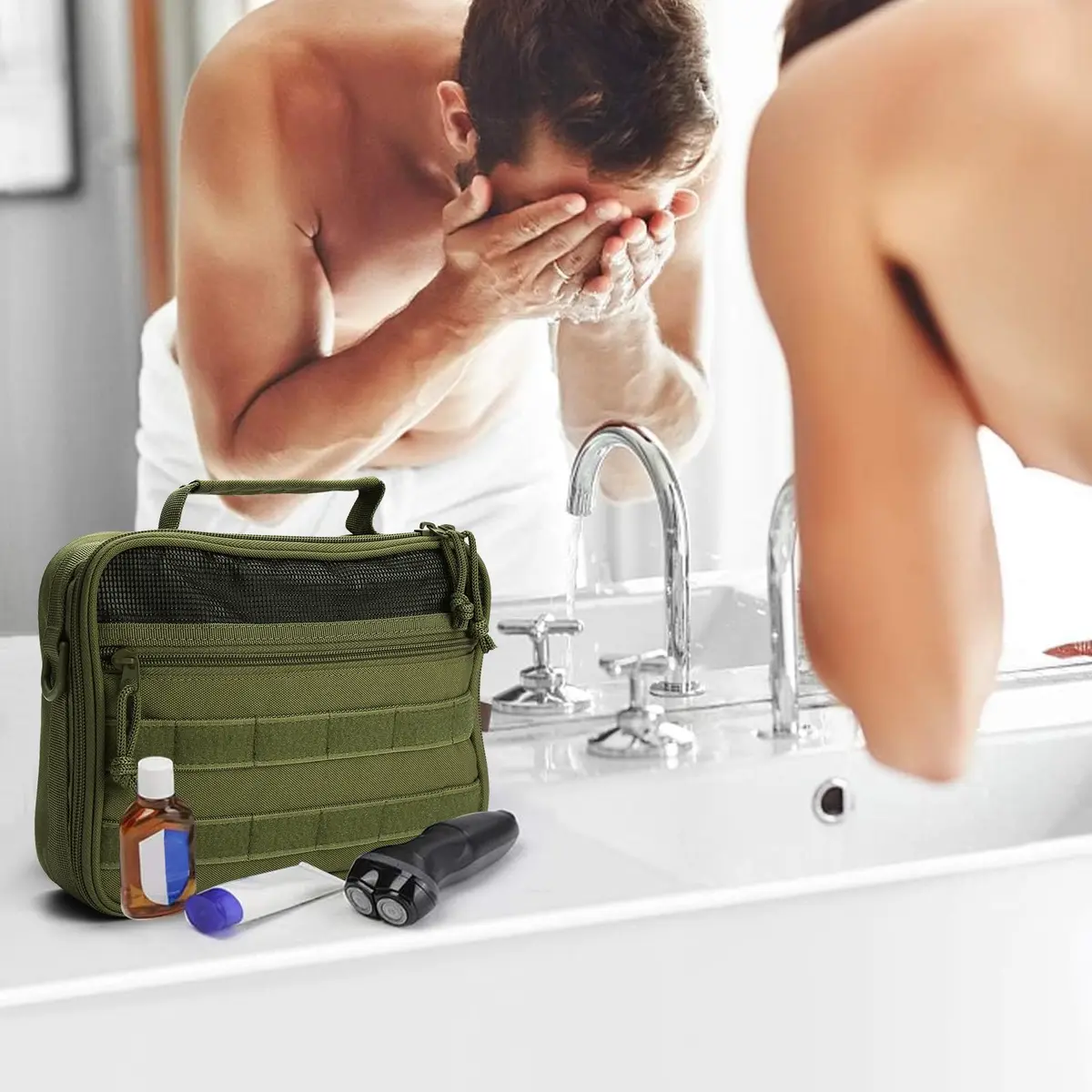 SMONT Toiletry Bag for Men 9.5x7.9x2.7 Inch | Water-Resistant Travel Organizer - view 2