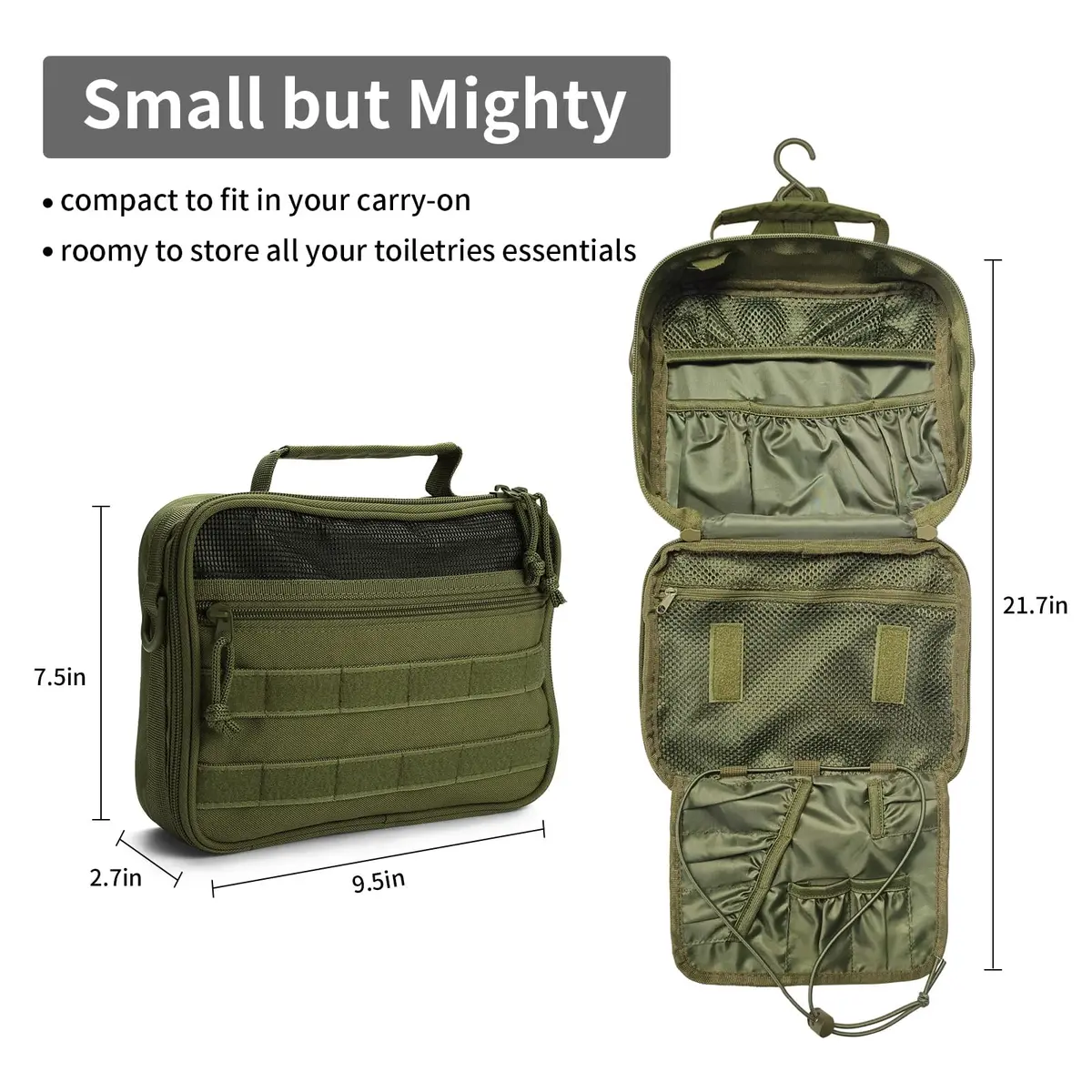 SMONT Toiletry Bag for Men 9.5x7.9x2.7 Inch | Water-Resistant Travel Organizer - view 3
