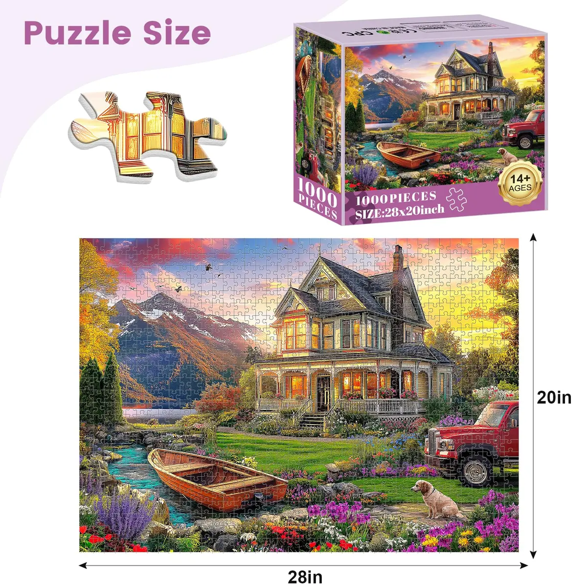 VOLUVOLU 1000 Piece Puzzles Autumn Landscape | Challenging & Durable for Adults (70-120 chars) - view 2