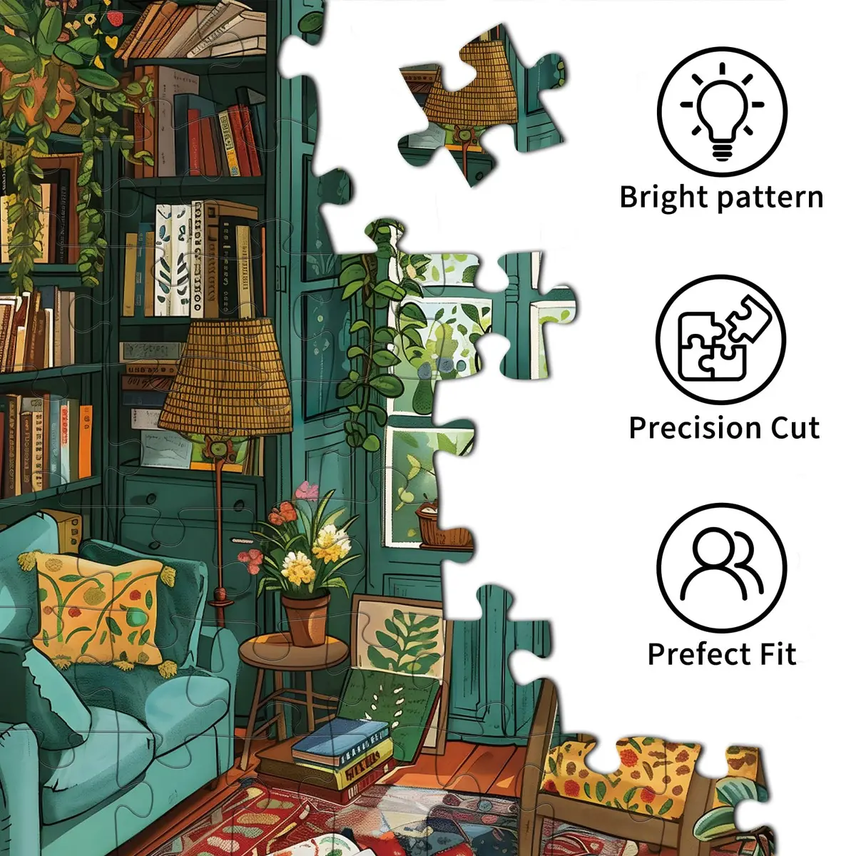 TangComplete Cozy Study Jigsaw Puzzle 1000 Pieces 70x50cm | Educational & Non-Toxic - view 6