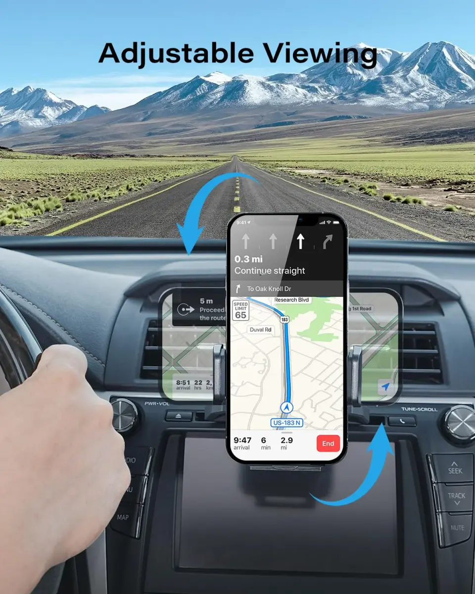 APPS2Car Sturdy CD Slot Phone Mount with Upgraded Wireless Charger 15W | One-Hand Operation, Hands-Free Car Phone Holder Compatible with iPhone 17 Pro Max Plus 16 15 14 13 12 11, Samsung S25 S24 S23 - view 4