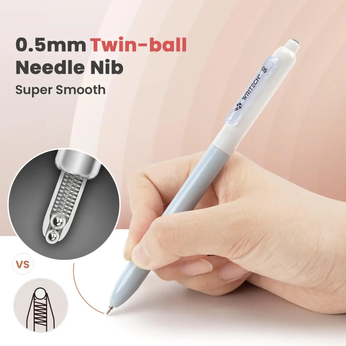 WRITECH Gel Pens Fine Point 0.5mm Black Silent Click Needle Tip 4ct | Smooth Ink Flow - view 2