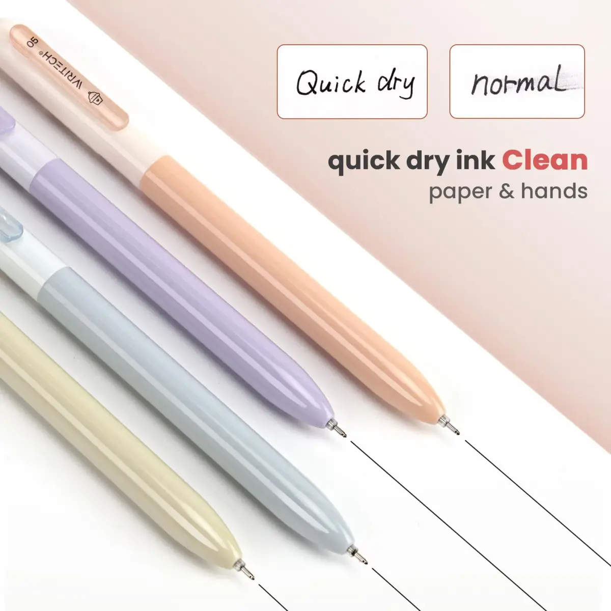 WRITECH Gel Pens Fine Point 0.5mm Black Silent Click Needle Tip 4ct | Smooth Ink Flow - view 4