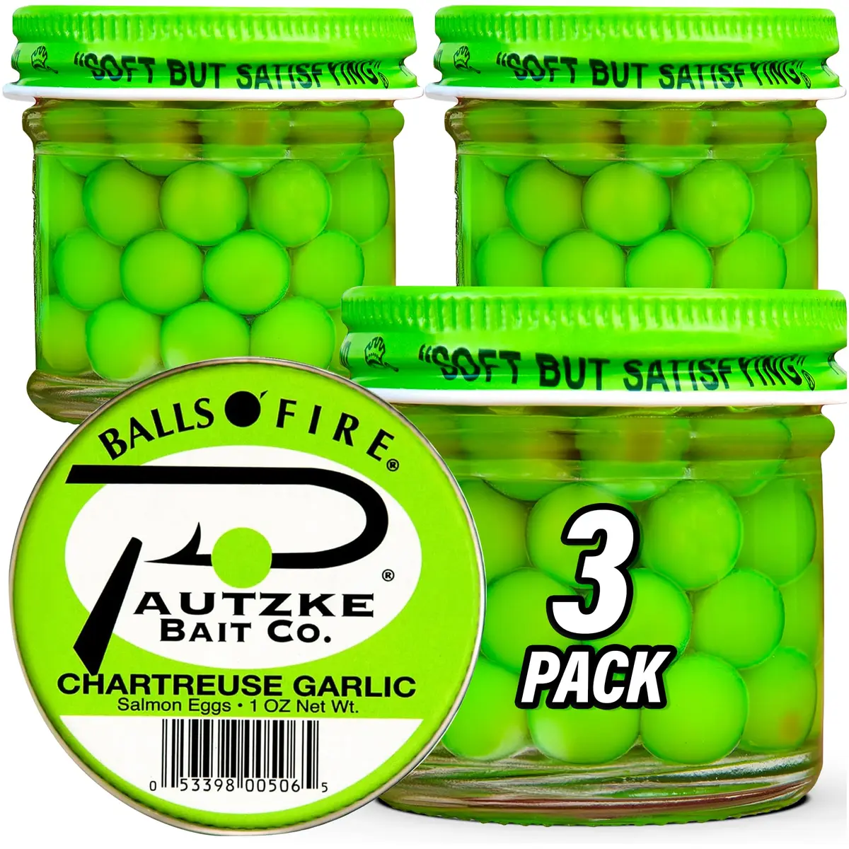 Pautzke Bait Balls O' Fire Salmon Eggs Charteuse Garlic 1 oz | Irresistible scent for trout & salmon - main product image
