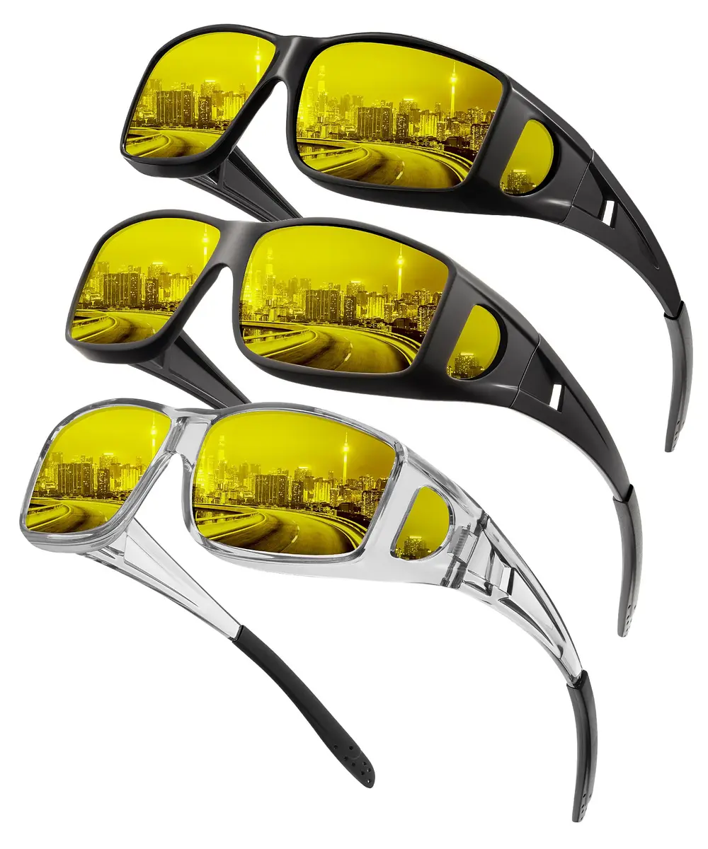 KALIYADI Night-Vision-Glasses Fit-Over-Glasses Wrap-Around for Night Driving | Anti Glare HD Polarized - main product image