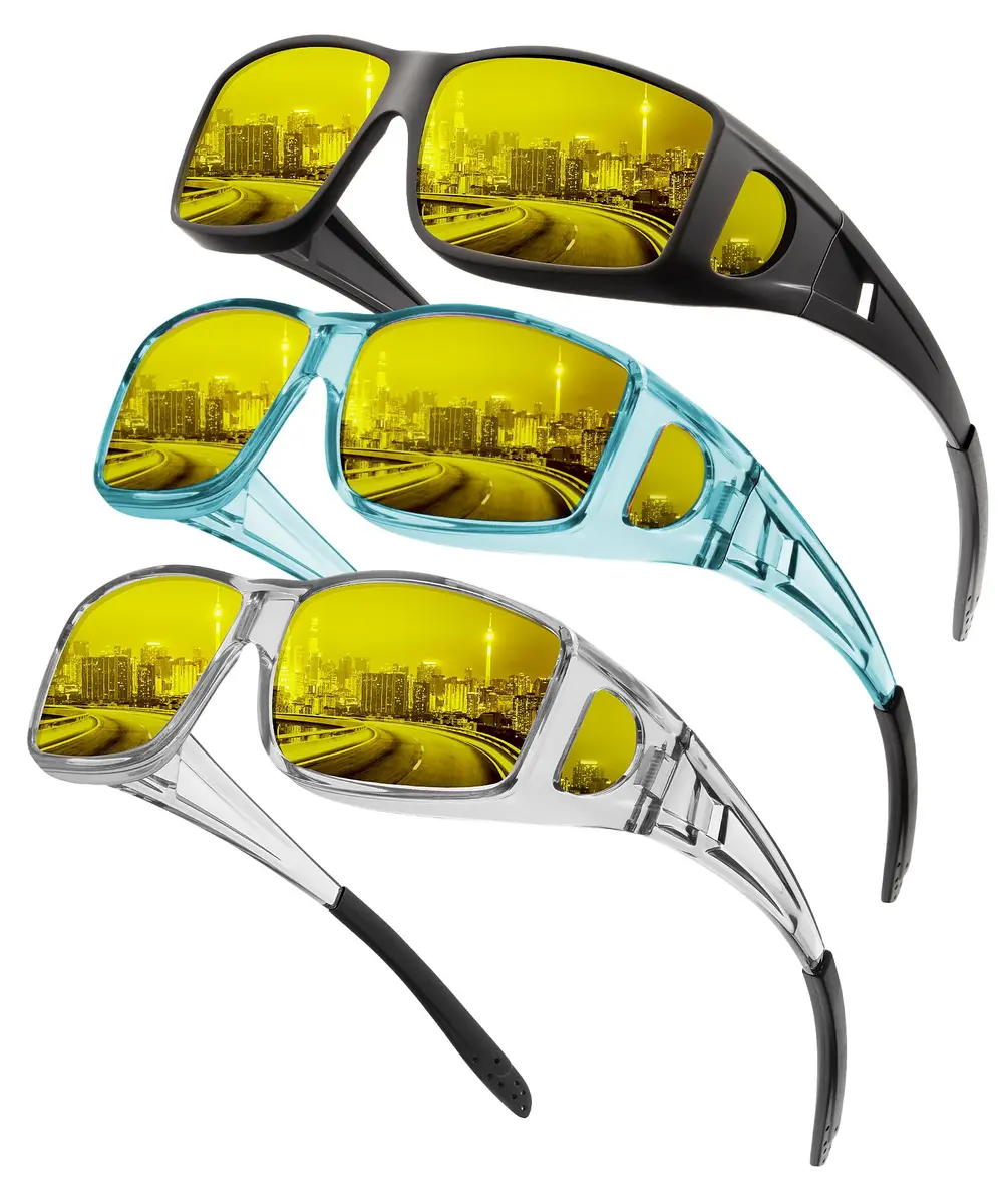 KALIYADI Night-Vision-Glasses Fit-Over-Glasses Wrap-Around for Night Driving | Anti Glare HD Polarized - main product image