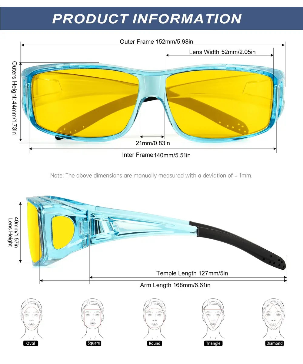 KALIYADI Night-Vision-Glasses Fit-Over-Glasses Wrap-Around for Night Driving | Anti Glare HD Polarized - view 4