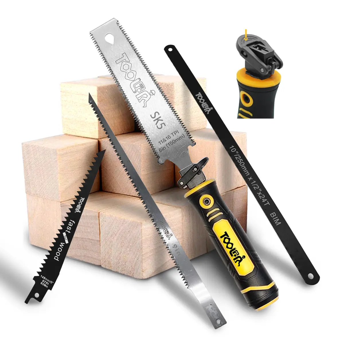 TOOLAN 5-In-1 Multi-Blade Handsaw for Woodworking & Drywall | Ergonomic, Durable, Compact - main product image