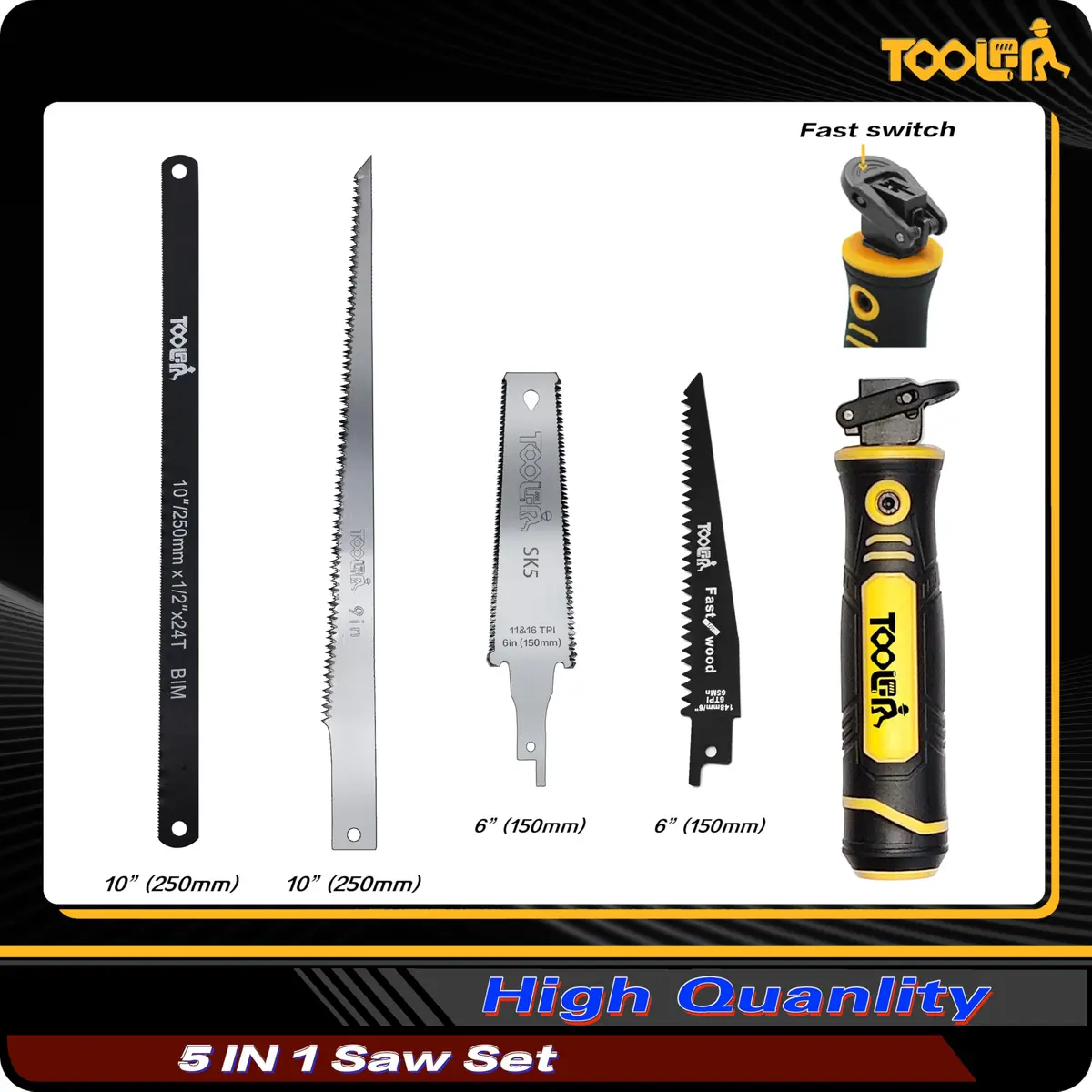 TOOLAN 5-In-1 Multi-Blade Handsaw for Woodworking & Drywall | Ergonomic, Durable, Compact - view 2