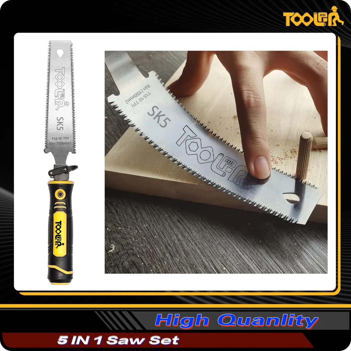 TOOLAN 5-In-1 Multi-Blade Handsaw for Woodworking & Drywall | Ergonomic, Durable, Compact - view 4