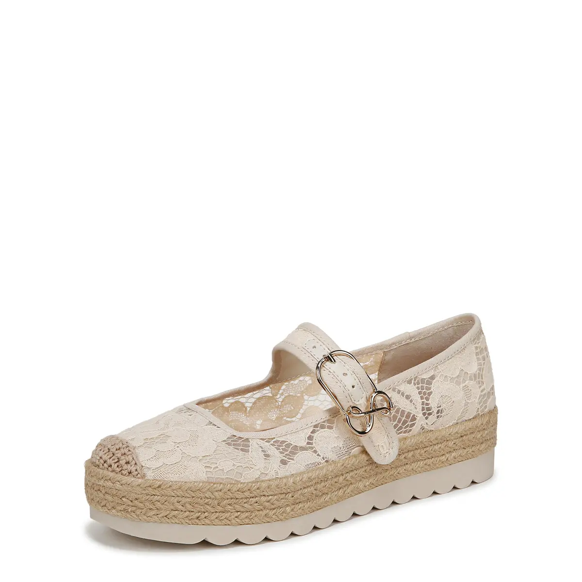 Sam & Libby Isla Mary Jane Flat, Ecru Lace, US 7 | Casual Fashion Flat with Platform - main product image