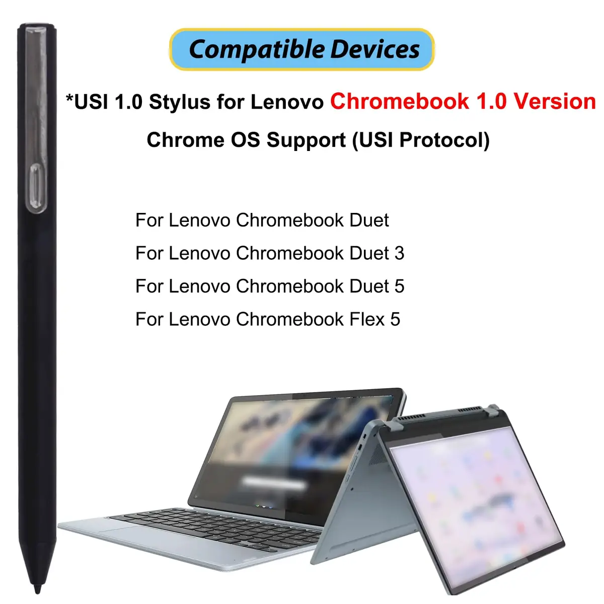 LiXiongBao USI 1.0 Pen for Lenovo Chromebooks - 4096 Pressure Sensitivity, Palm Rejection, Black - view 2