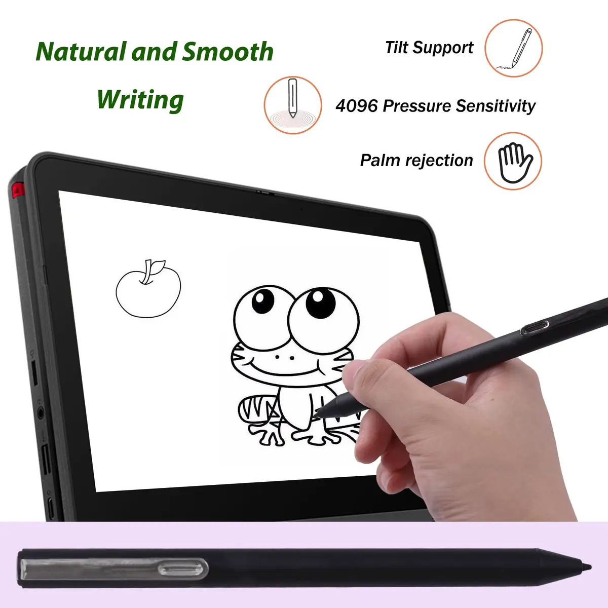 LiXiongBao USI 1.0 Pen for Lenovo Chromebooks - 4096 Pressure Sensitivity, Palm Rejection, Black - view 4