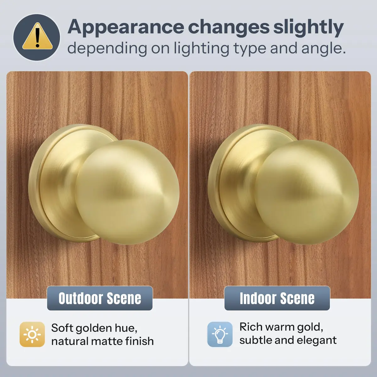 Moquin Passage Door Knob Without Lock or Key | Satin Brass, Round Ball, Interior Use - view 6