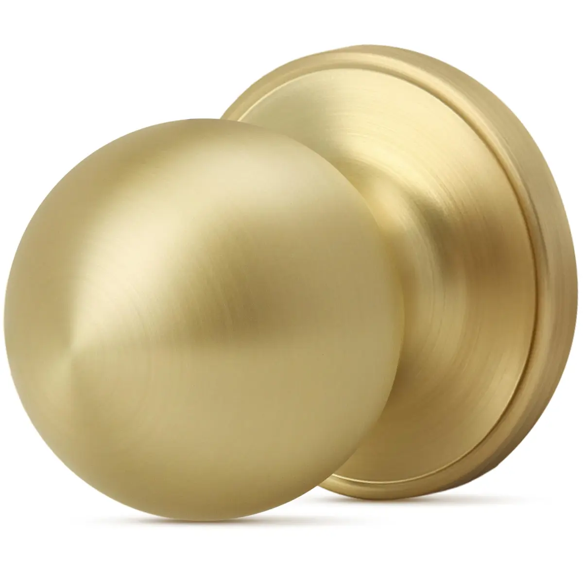 Moquin Passage Door Knob Without Lock or Key | Satin Brass, Round Ball, Interior Use - view 9