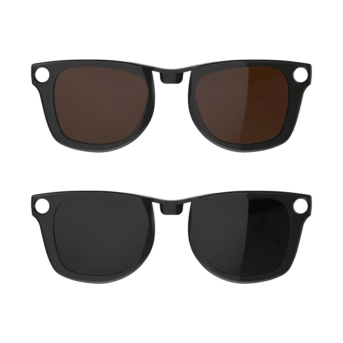 HIBLOKS Polarized Clip-on Sunglasses for Ray-Ban Meta Wayfarer RW4006/RW4012 (50-22) - 2-Pack (Black+Brown) - main product image