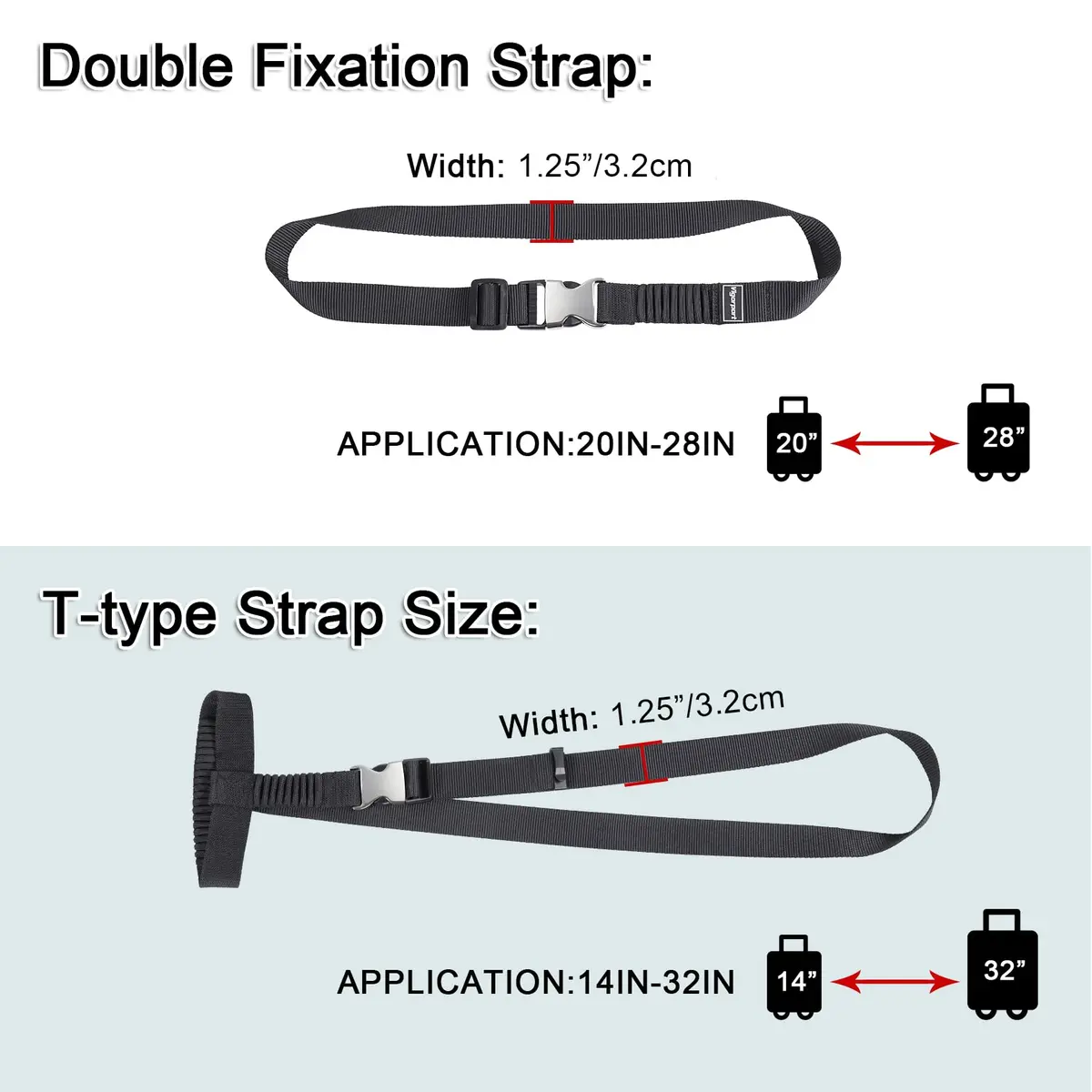 Vigorport Luggage Straps, Metal Buckle Connector Straps for Suitcases (2-Pack, Black) | Connect Multiple Bags Easily - view 5