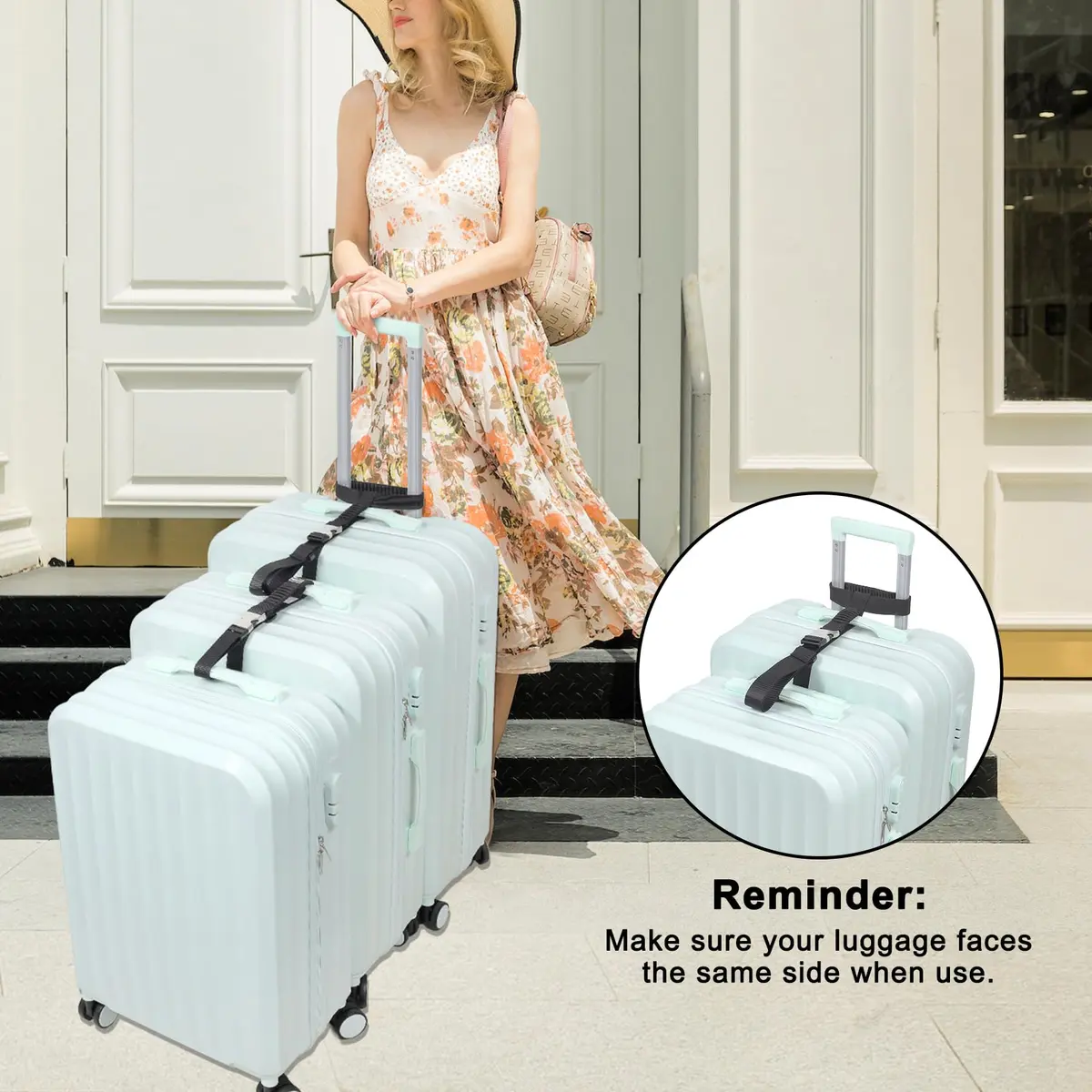 Vigorport Luggage Straps, Metal Buckle Connector Straps for Suitcases (2-Pack, Black) | Connect Multiple Bags Easily - view 7
