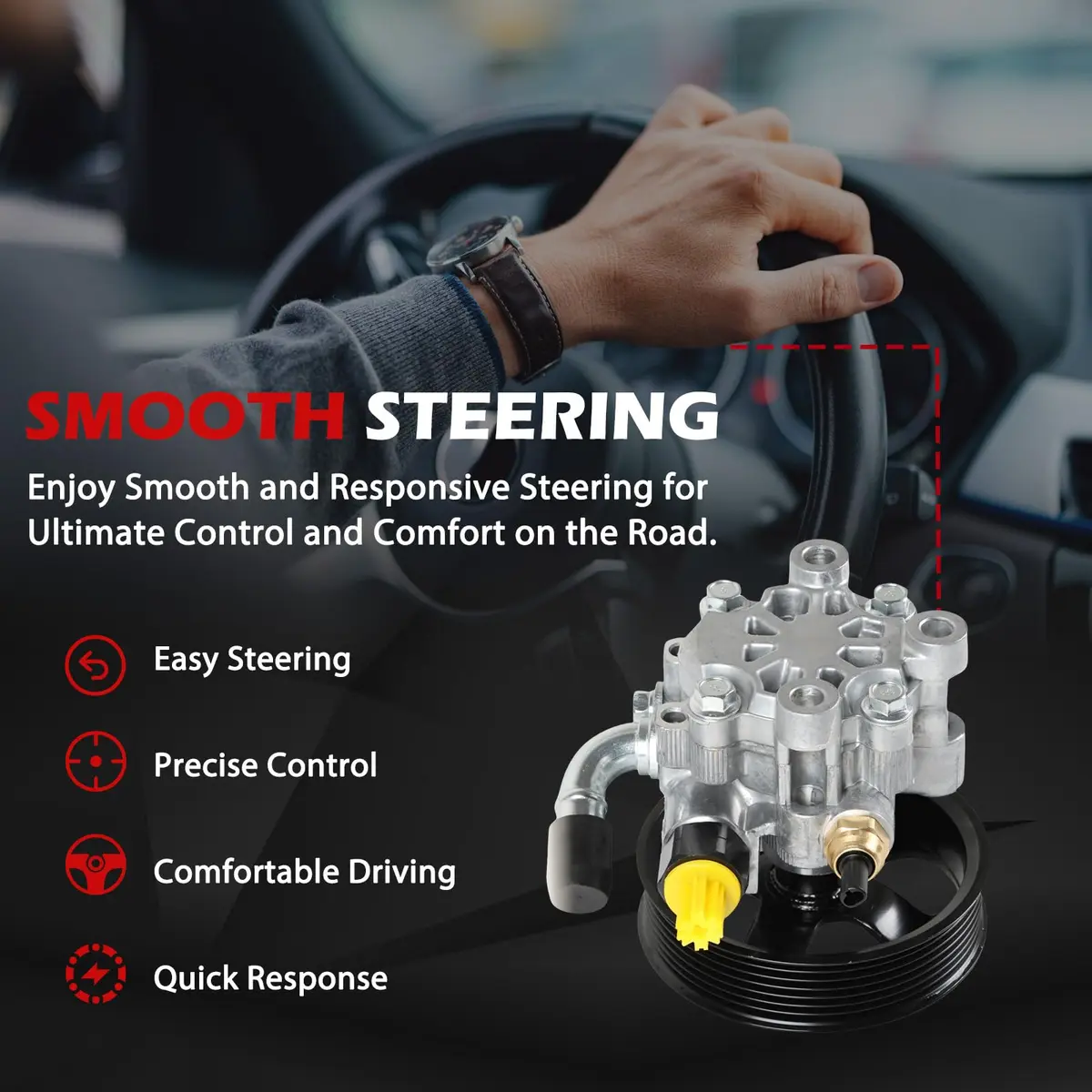 Autodevil Power Steering Pump with Pulley for Toyota 4Runner Sienna Tundra FJ Cruiser 3.5L 4.0L | Quiet, Smooth Drive - view 7