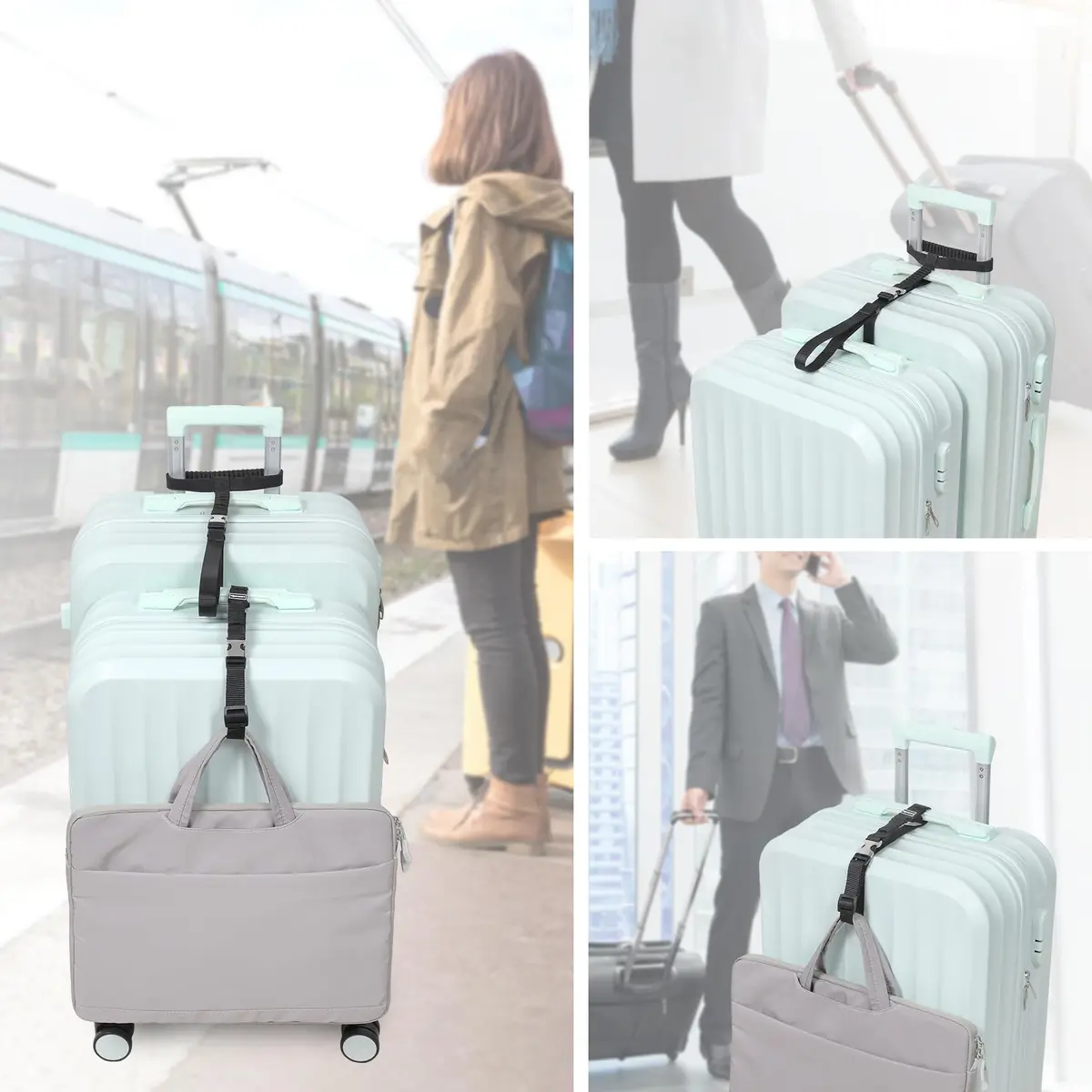 Vigorport Luggage Straps, Metal Buckle & Stretchy Nylon Connector Set (2-Pack, Black) | Securely Connect Luggage for Easier Travel - view 8