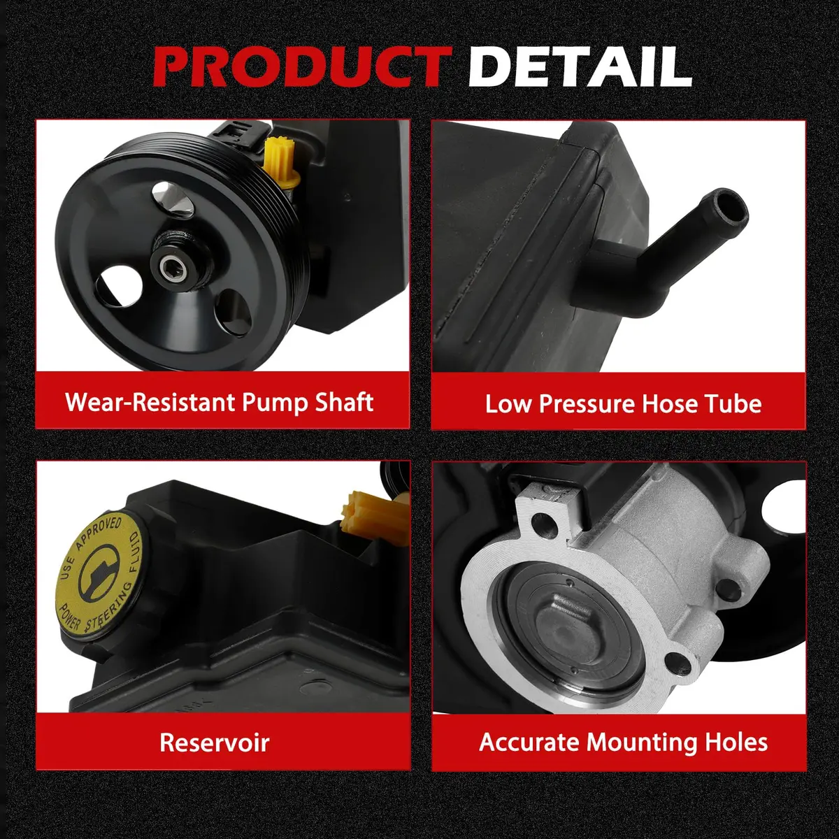 Autodevil Power Steering Pump for Jeep Wrangler & Cherokee 4.0L | OE Replacement, Long-Lasting Aluminum & Iron (70-120c) - view 4