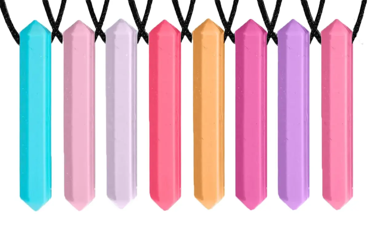 Tilcare Chew Chew Discreet Pencil Chew Necklaces 8-Pack | Calming Sensory Oral Motor Aid - main product image