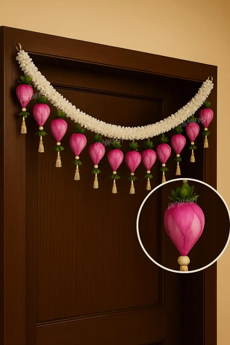 Divyakosh Lotus Buds Toran 96cm (37.8in) | Authentic Indian Door Hanging for Festivals - view 5
