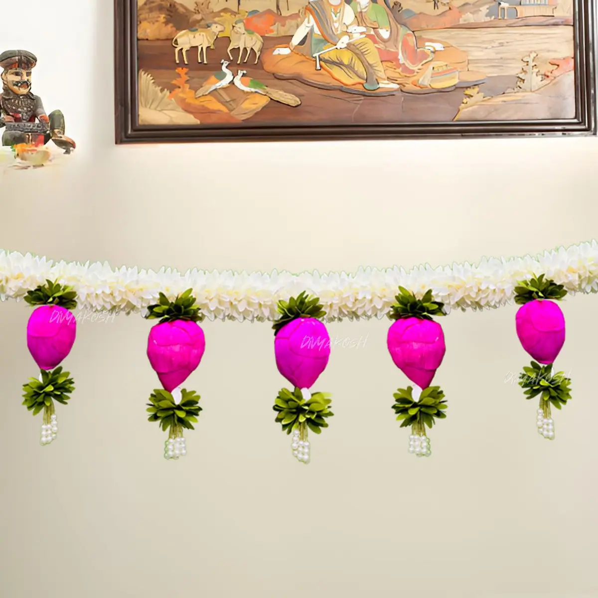 Divyakosh Lotus Buds Toran 96cm (37.8in) | Authentic Indian Door Hanging for Festivals - view 6