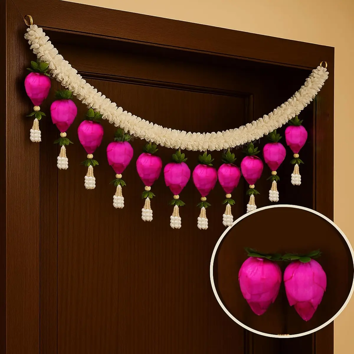 Divyakosh Lotus Buds Toran 96cm (37.8in) | Authentic Indian Door Hanging for Festivals - view 2