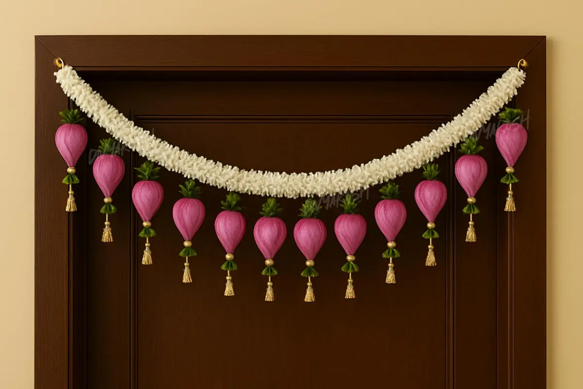 Divyakosh Lotus Buds Toran 96cm (37.8in) | Authentic Indian Door Hanging for Festivals - view 4