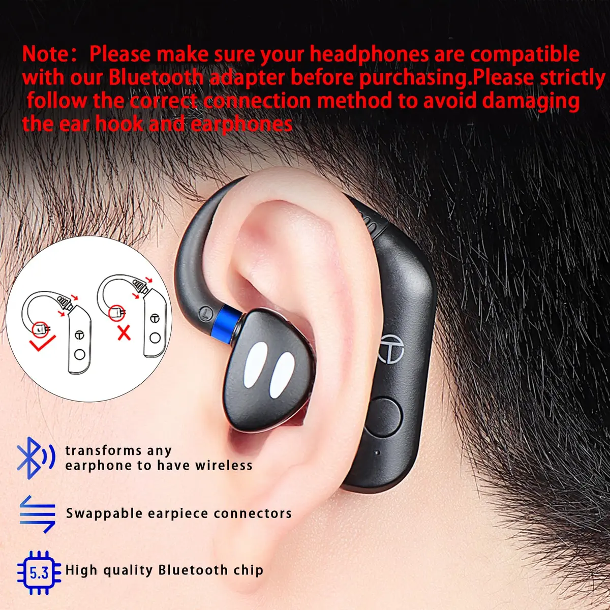 NALMOPG BT20 Pro IEM Bluetooth Adapter 2Pin 0.78mm | Wireless Bluetooth Earphone Module, 50H Battery - view 3