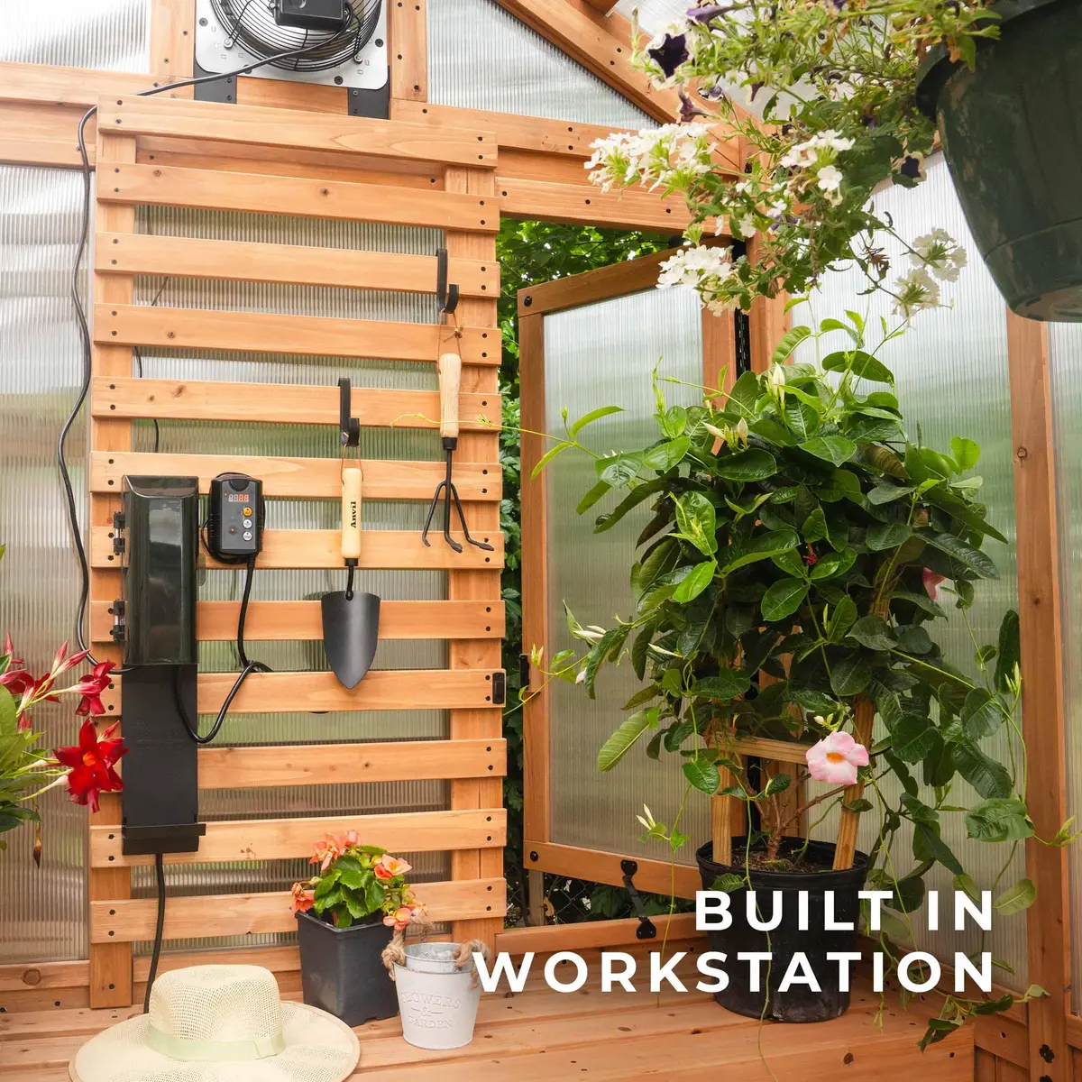Backyard Discovery Bellerose 9' x 6' Cedar Greenhouse Kit with Pergola & PowerPort | Year-Round Gardening - view 3