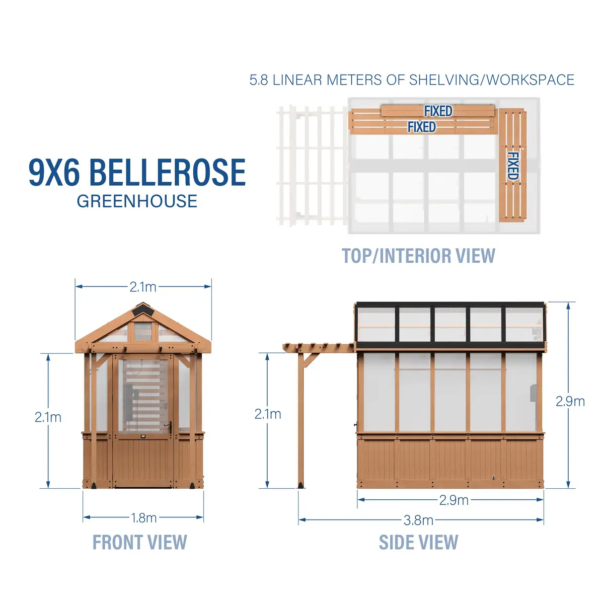 Backyard Discovery Bellerose 9' x 6' Cedar Greenhouse Kit with Pergola & PowerPort | Year-Round Gardening - view 4